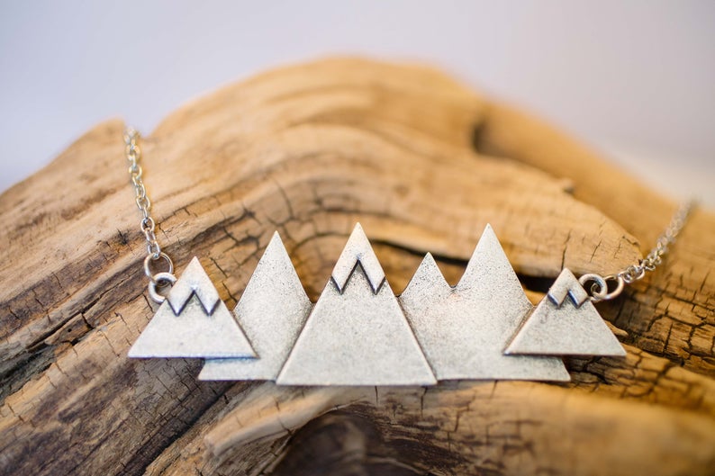 unique travel gift mountain range necklace