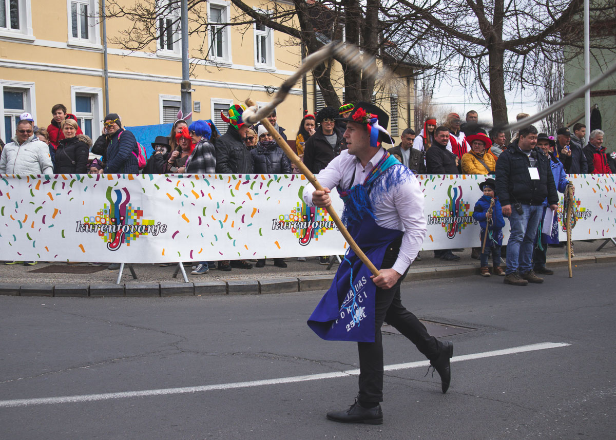 whip cracker at Pust and kurentovanje