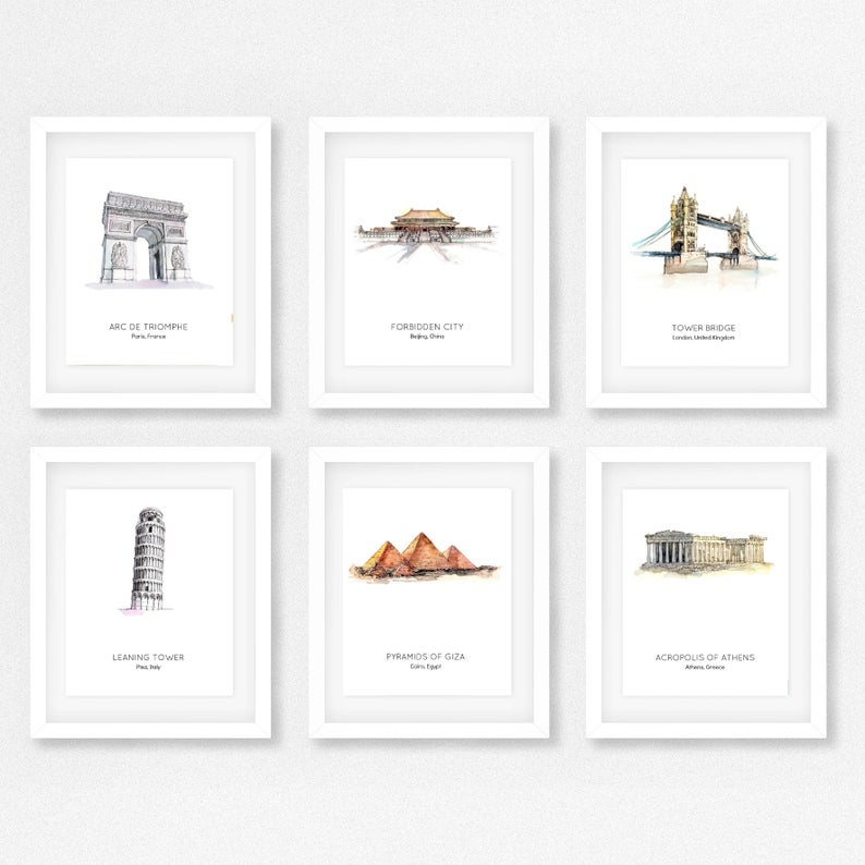 watercolor travel print