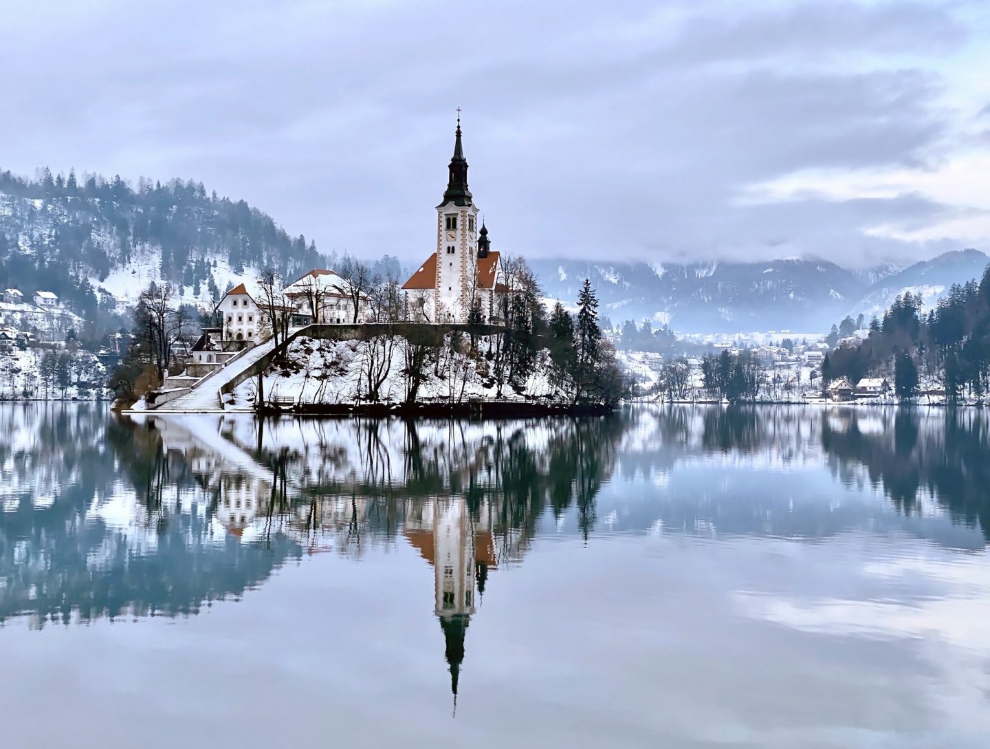 Winter time at Lake Bled in Slovenia