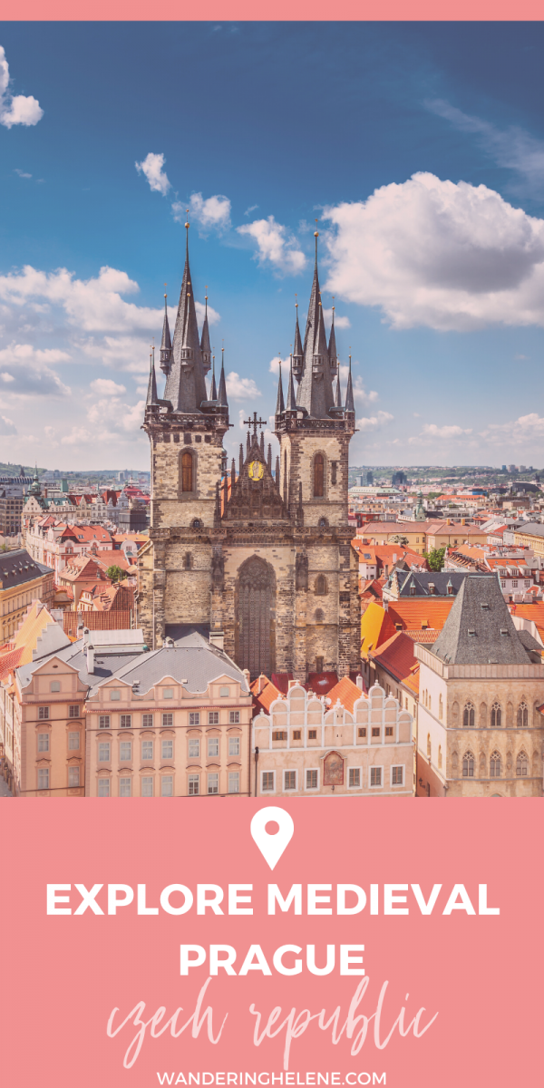 Main square of Prague with a church dominating the skyline