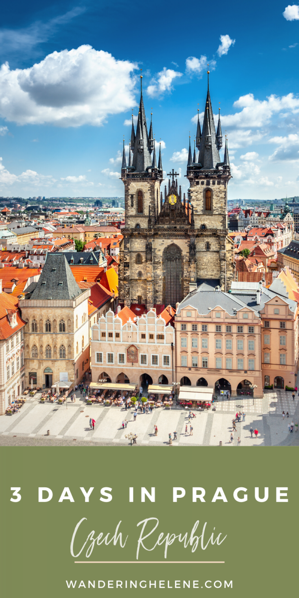 Main square of Prague with a church dominating the skyline