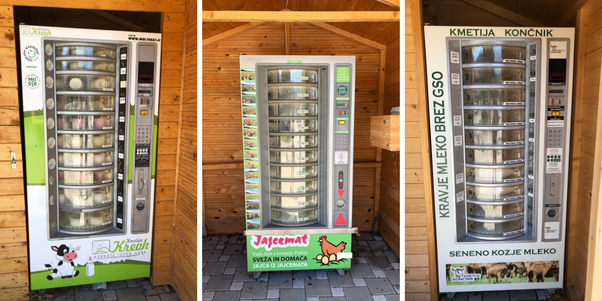 Automated machines with fresh milk, yogurt, and eggs