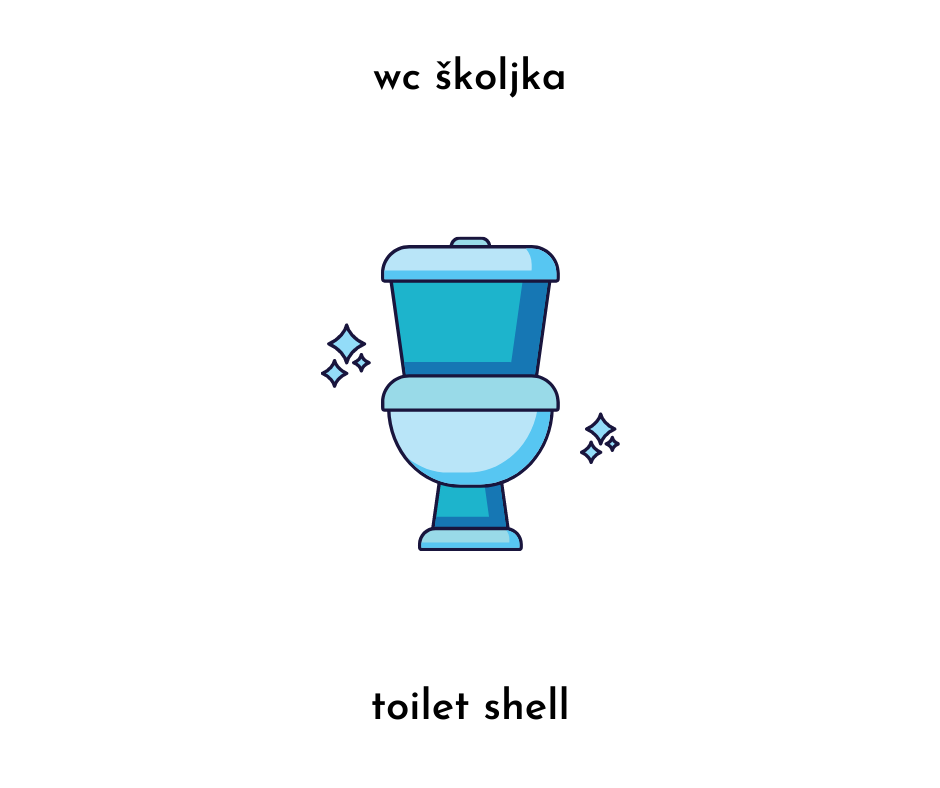 image of a toilet and the text wc skoljka and toilet shell