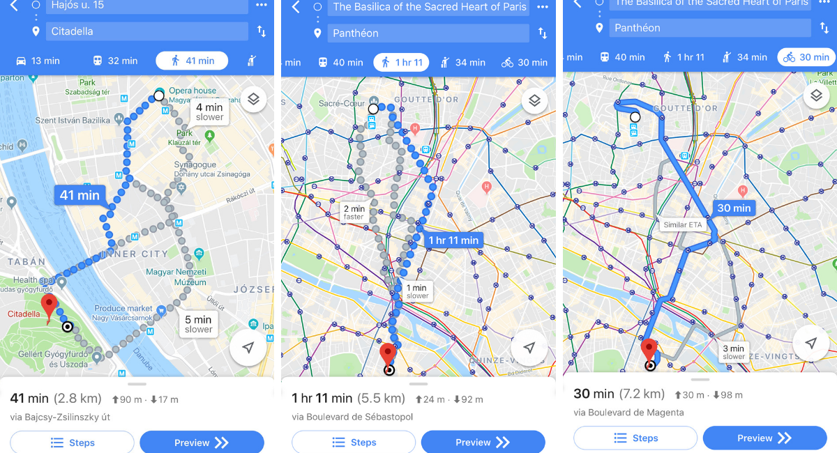 walking and bike routes google maps